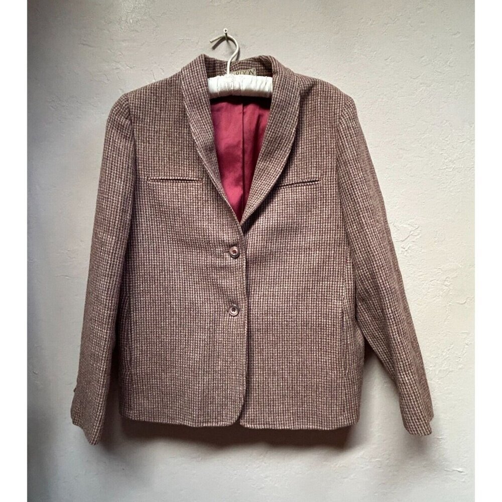 Vintage Gordon of Philadelphia Pure Wool Plaid Blazer Two-Button Jacket 12 Red